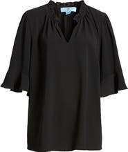 CeCe Split Neck Blouse