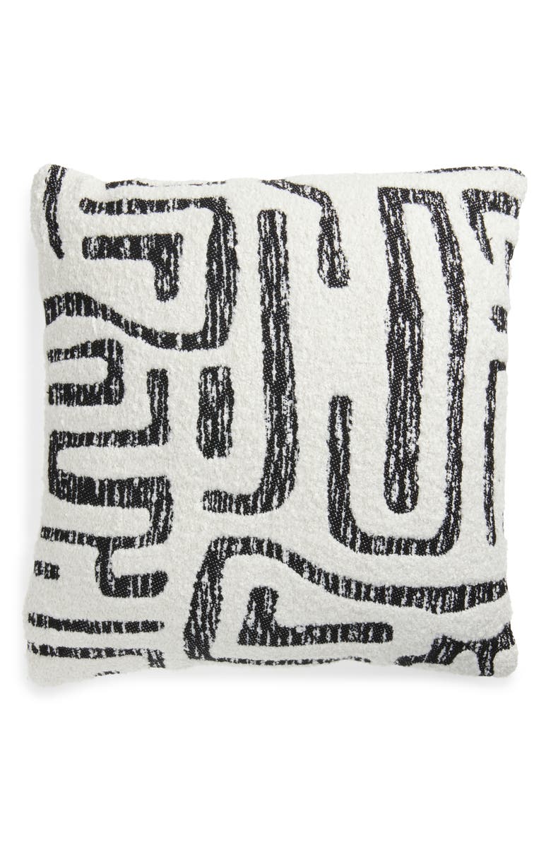 Tahari Geometric Bouclé Accent Pillow, Main, color, White/Black