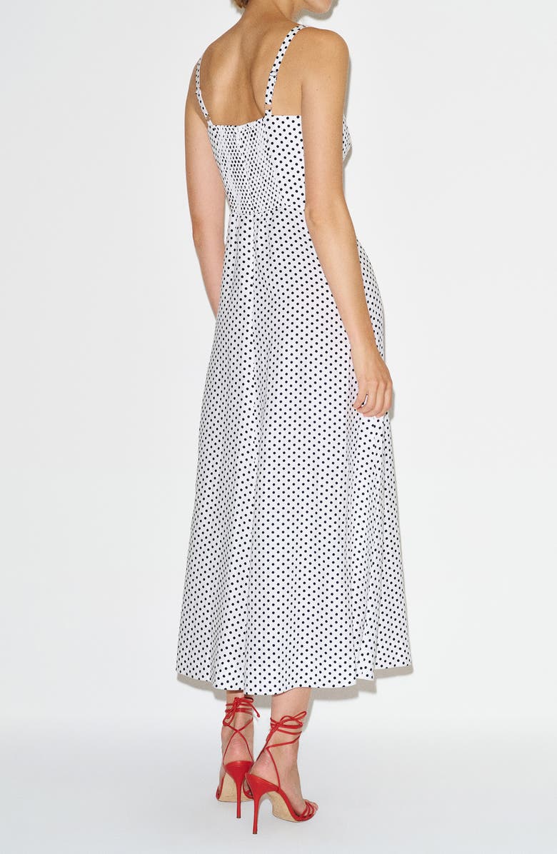 Reformation Sabine Polka Dot Linen Dress, Alternate, color, Eclipse Dot
