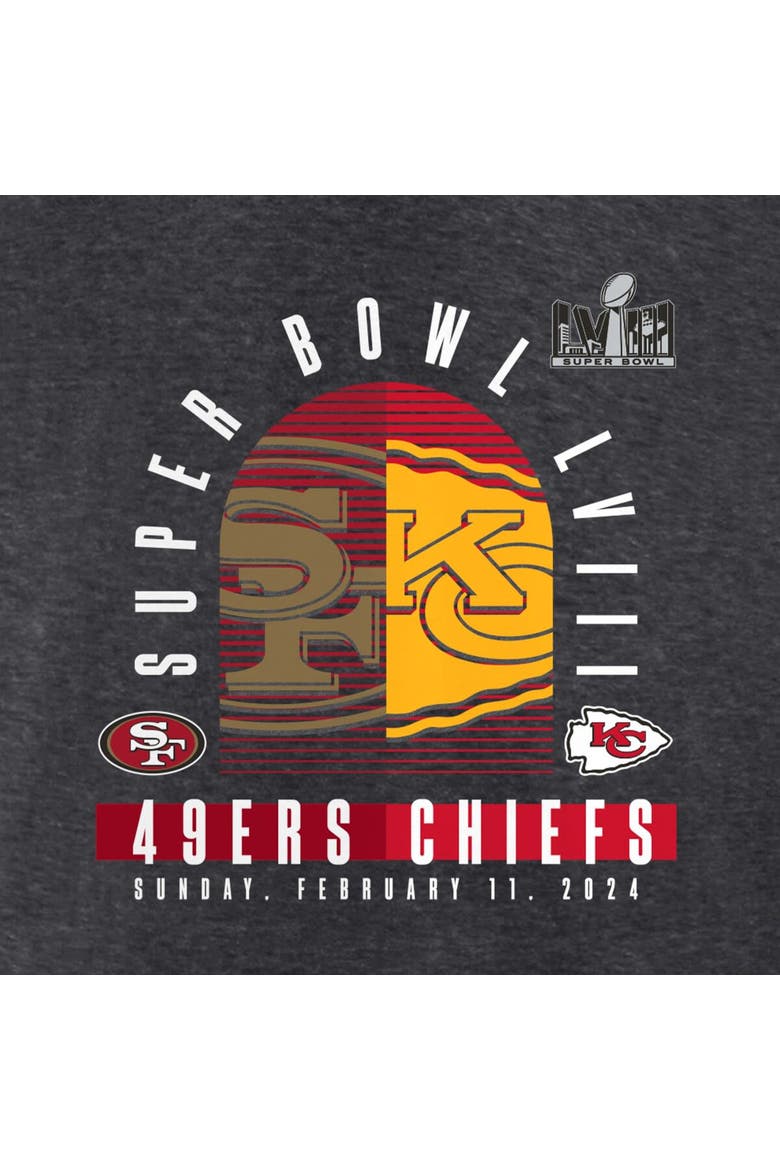 Men's Fanatics Branded Heather Charcoal Kansas City Chiefs vs. San Francisco 49ers Super Bowl LVIII Matchup Big & Tall T-Shirt, Alternate, color, Heather Charcoal