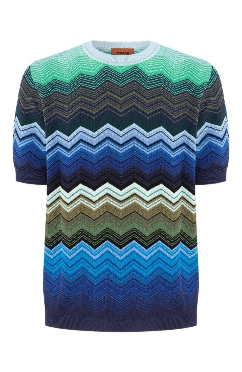 Missoni Zig Zag Cotton Knit Crewneck T-shirt With Contrasting Piping, Alternate, color, 