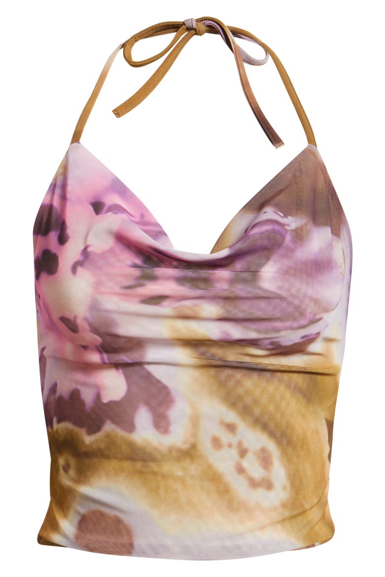 Gustito Print Halter Crop Top, Alternate, color, CANELA