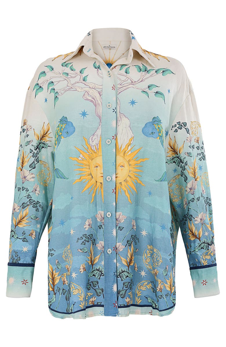 Agua Bendita Anastasia Solstice Long Sleeve Button-Up Shirt, Alternate, color, Blue