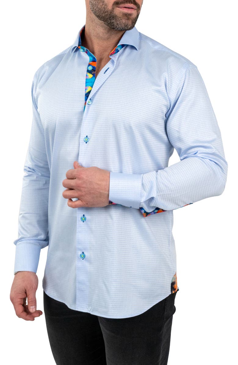 Maceoo Einstein Jacqinfinity Blue Button-Up Shirt, Alternate, color,