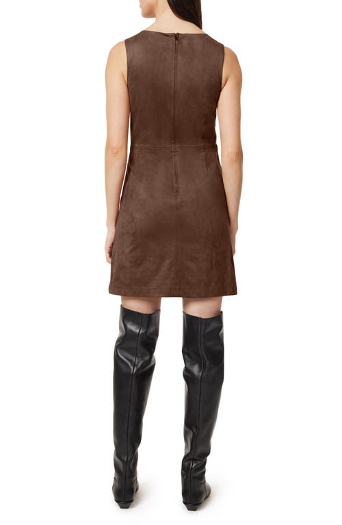 Habitual Suede Shift Dress In Brown