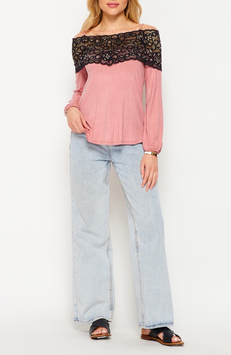 BLUEGREY Drop Shoulder Lace Tunic, Alternate, color, Rose Dusty