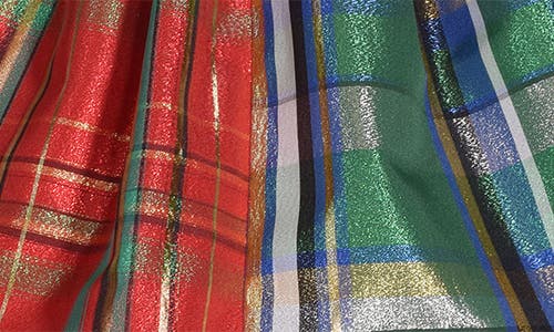 Iris & Ivy Metallic Plaid Colorblock Taffeta Dress In Multi