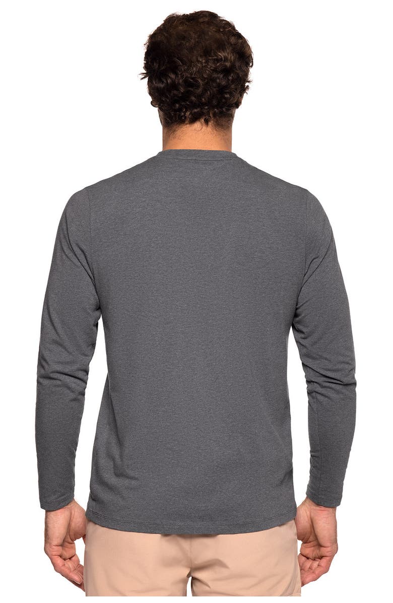 Coolibar Men's V-Neck Long Sleeve T-Shirt - UPF 50+ Sun Protection - Morada, Alternate, color, Charcoal Heather