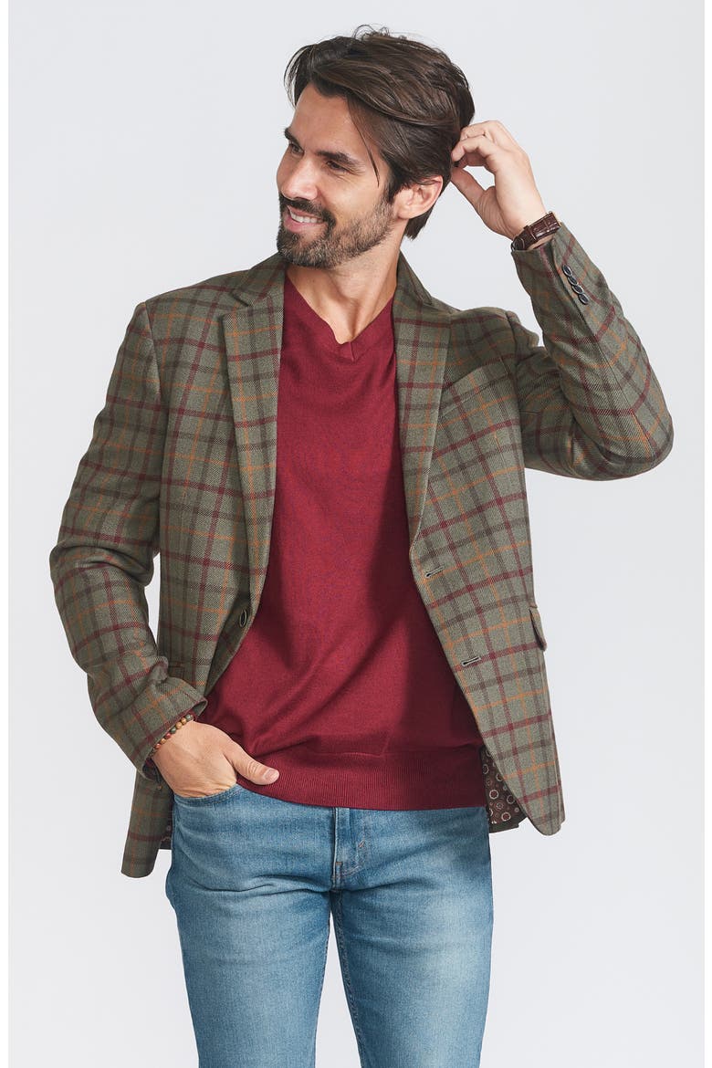 Windowpane Sport Coat, Alternate, color, OLIVE
