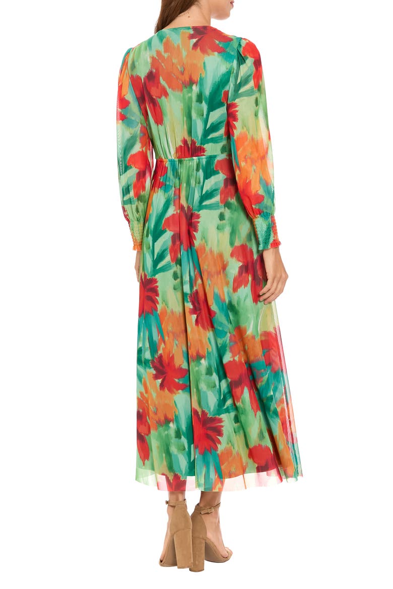 Long Sleeve Mesh Maxi Dress, Alternate, color, ORANGE GREEN
