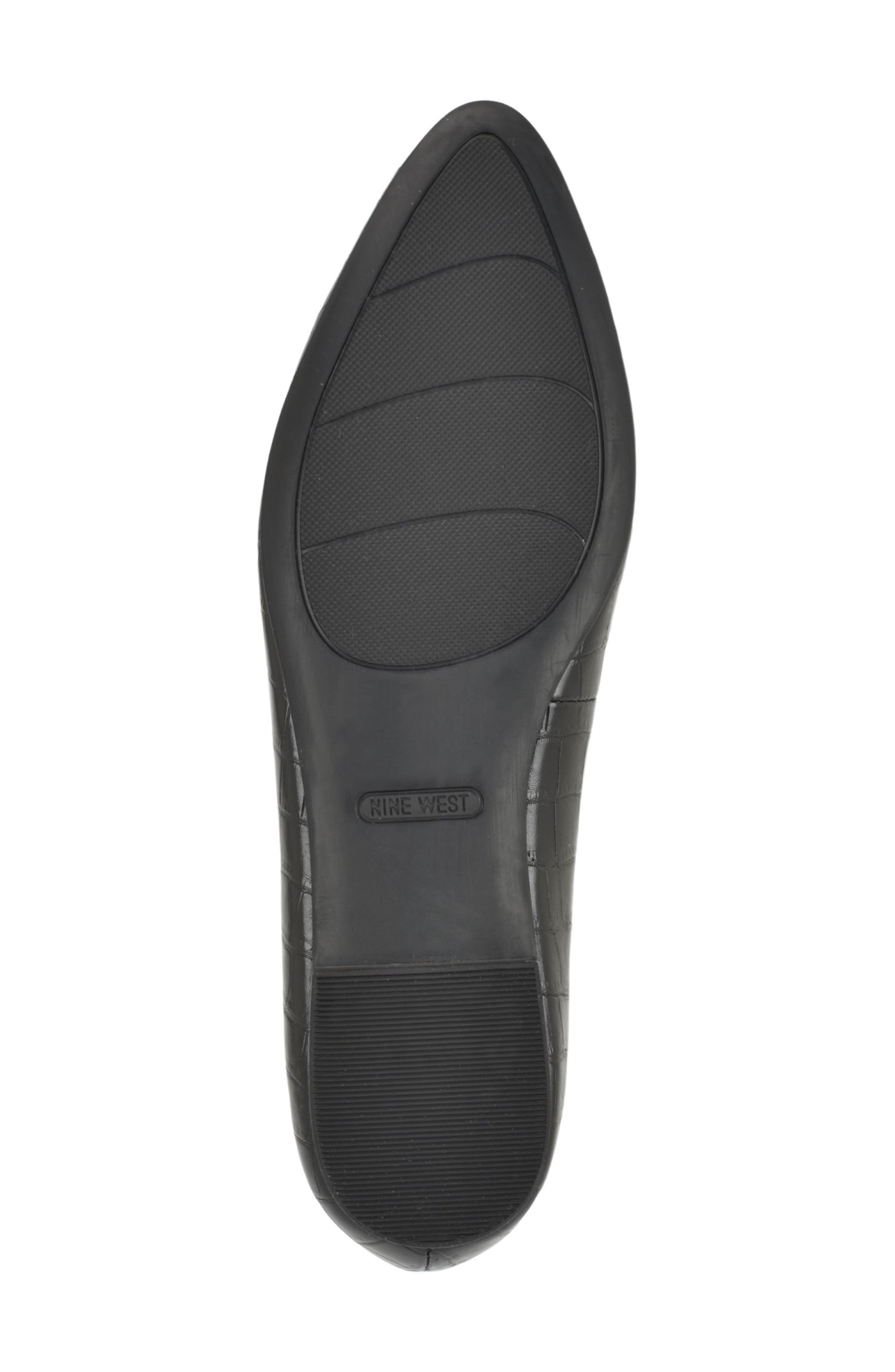 Vecka Almond Toe Flat, Alternate, color, BLACK CROCO