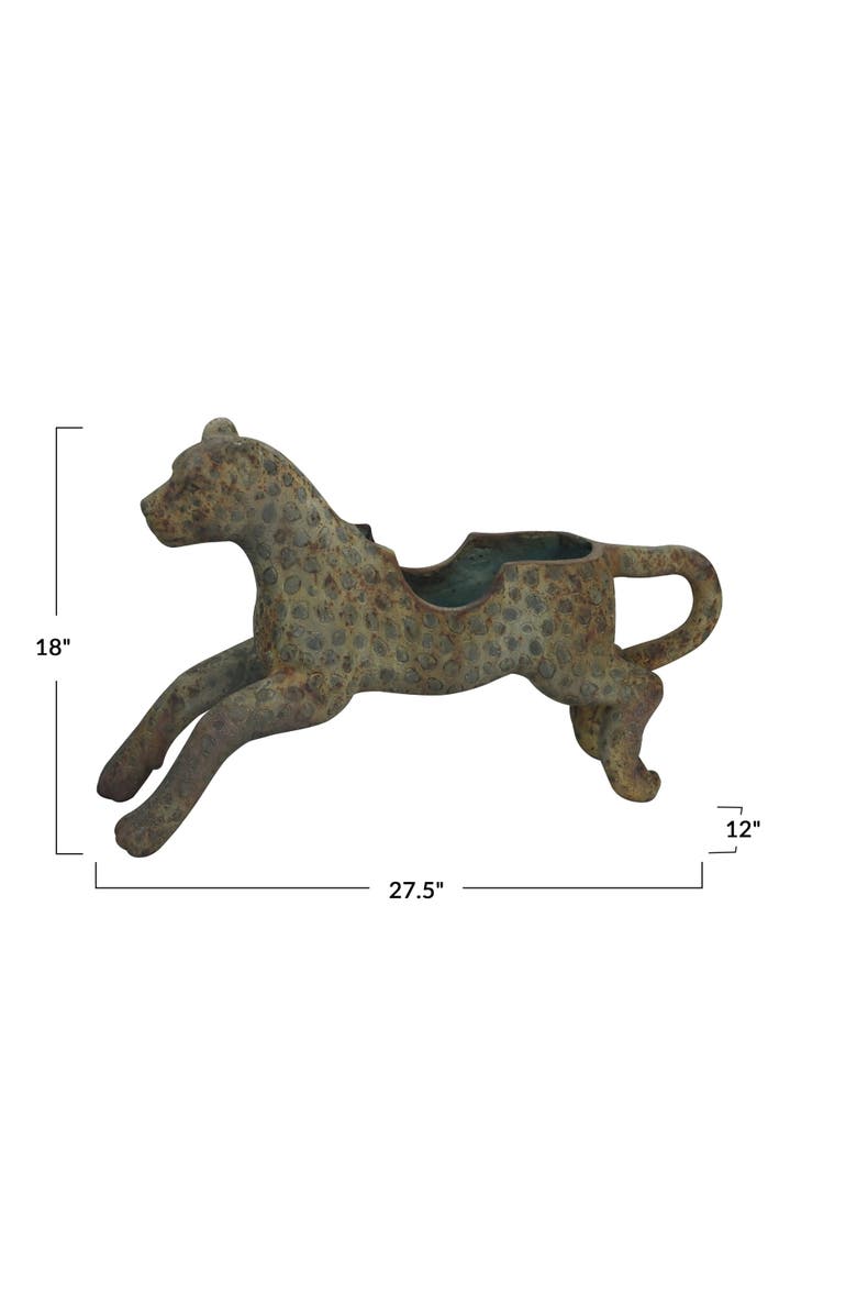 Storied Home Vintage Carousel Leopard Planter, Distressed Multicolor, Alternate, color, Grey