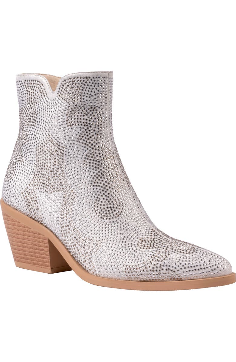 NINETY UNION Forever Rhinestone Embellished Bootie, Main, color, Silver