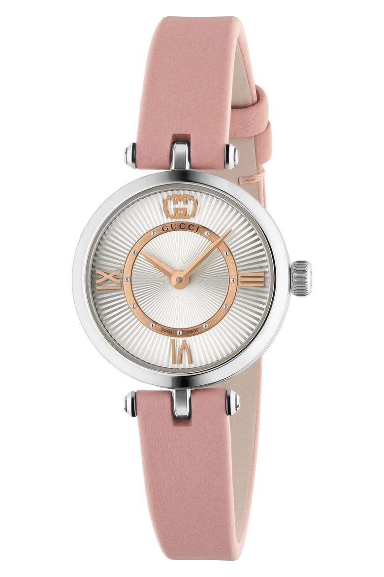 Model 2000 Leather Strap Watch, 24mm, Main, color, PINK