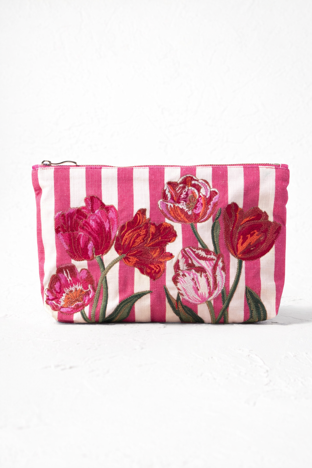 Elizabeth Scarlett Tulip Stripe Cotton Everyday Pouch, Main, color, Pink