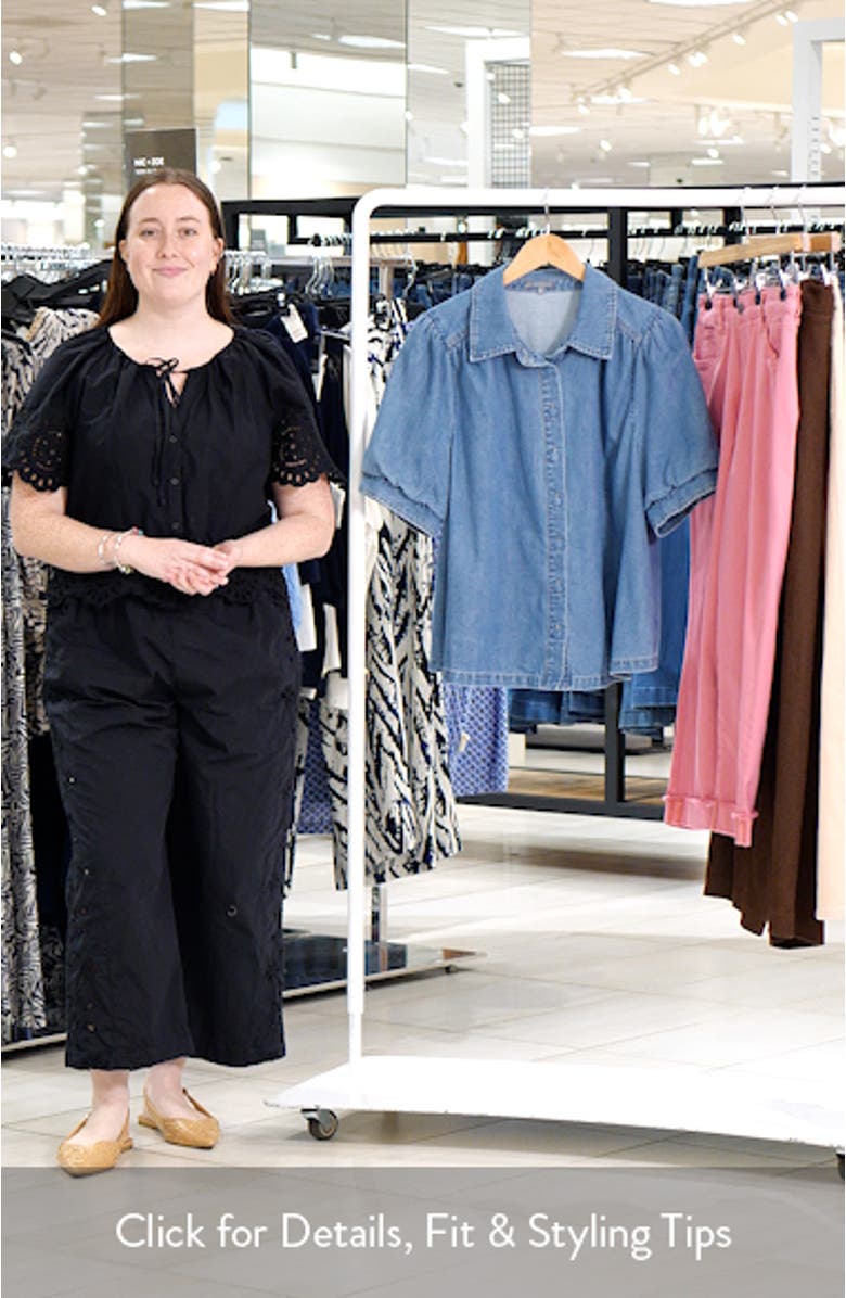 Puff Sleeve Denim Shirt, sales video thumbnail