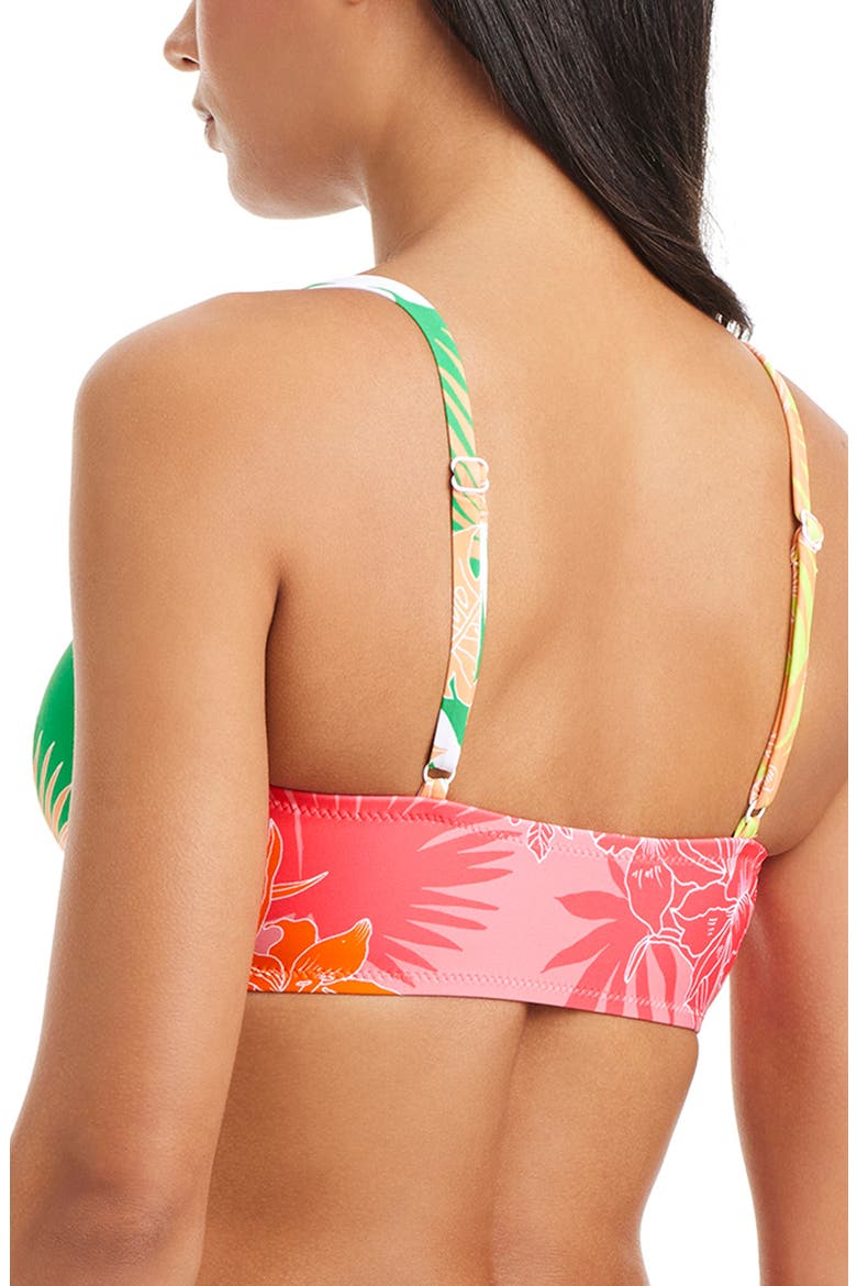 Tie Front Bikini Top, Alternate, color, GREEN/ PINK MULTI