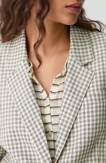 Check Linen Blend Blazer