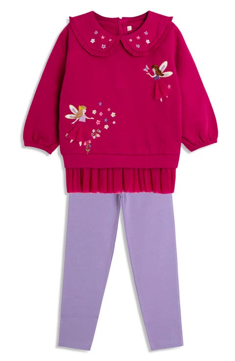 Kids' Embroidered Fairy Tulle Accent Sweatshirt & Leggings Set (Toddler & Little Kid)