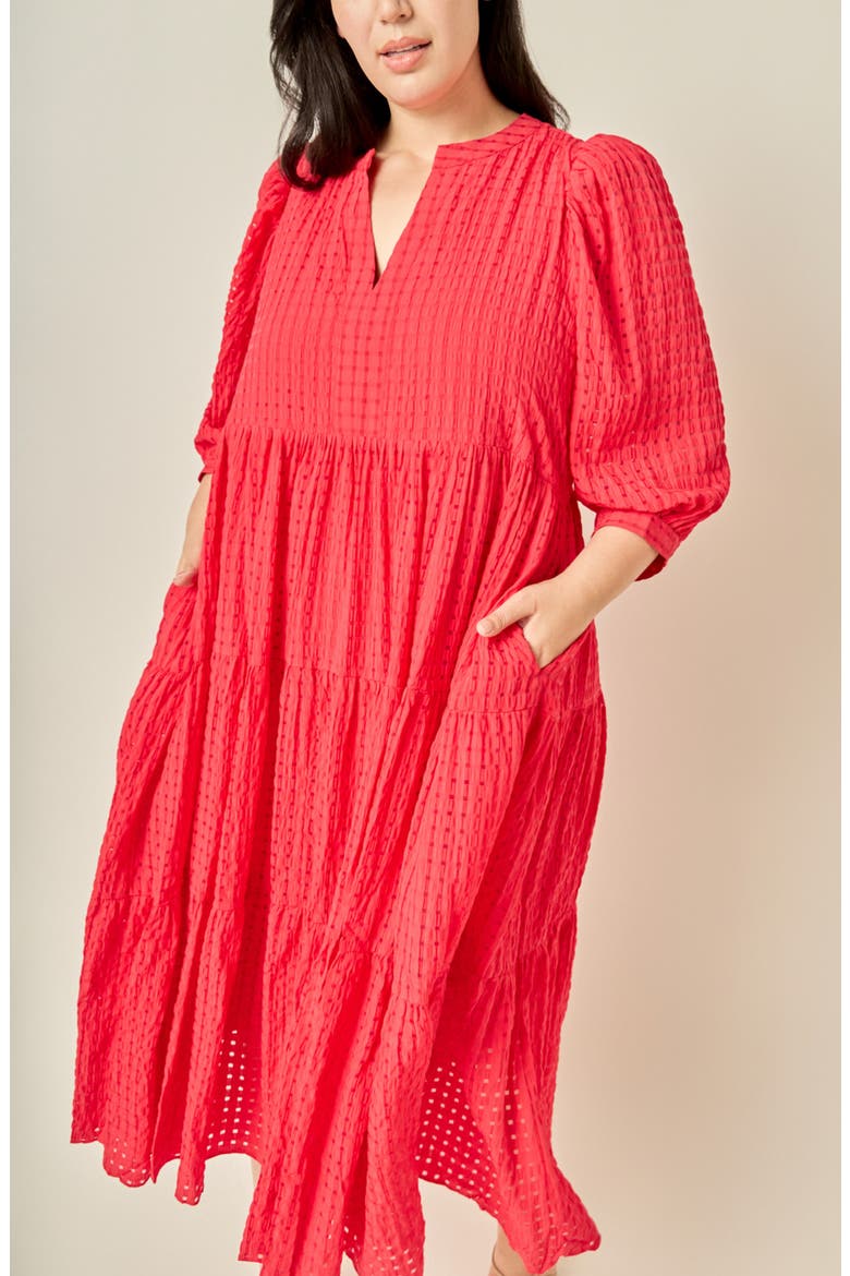 Tiered Midi Dress, Alternate, color, RED