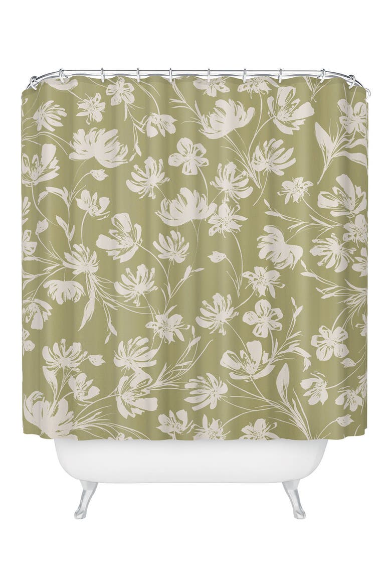 Gabriela Fuente Martine Shower Curtain, Main, color, GREEN