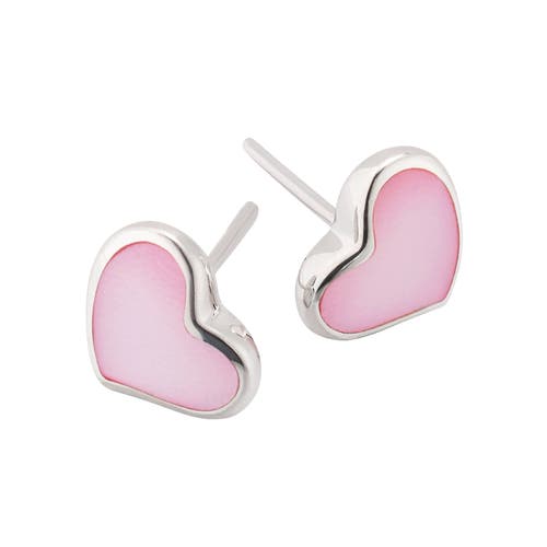Jan Leslie Heart Stud Earring Set In Sterling Silver In Metallic