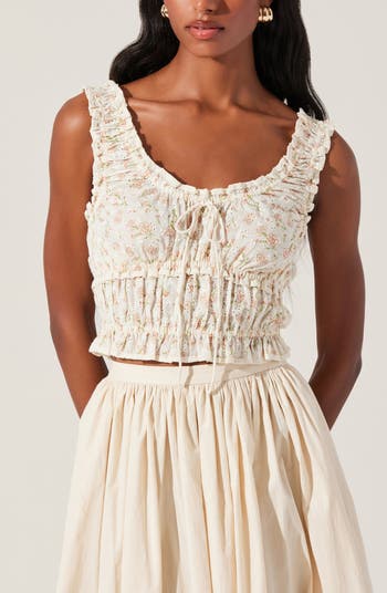 Kissed Shirred Ruffle Sleeveless Crop Top