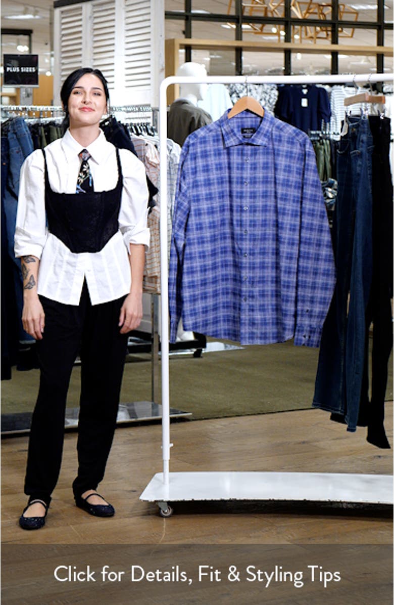 Shaped Fit Plaid Stretch Cotton Button-Up Shirt, sales video thumbnail