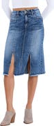 Wash Lab Denim Double Front Slit Denim Midi Skirt
