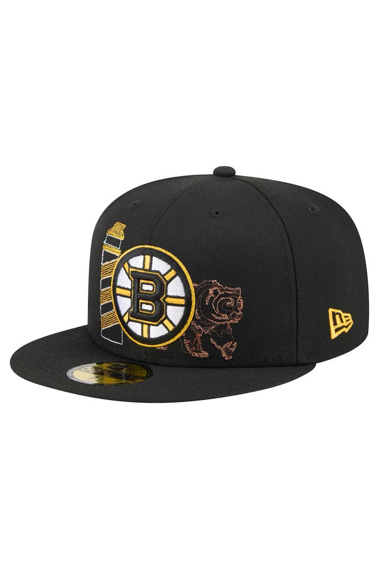 Men's New Era Black Boston Bruins State Stitch 59FIFTY Fitted Hat, Alternate, color, Black