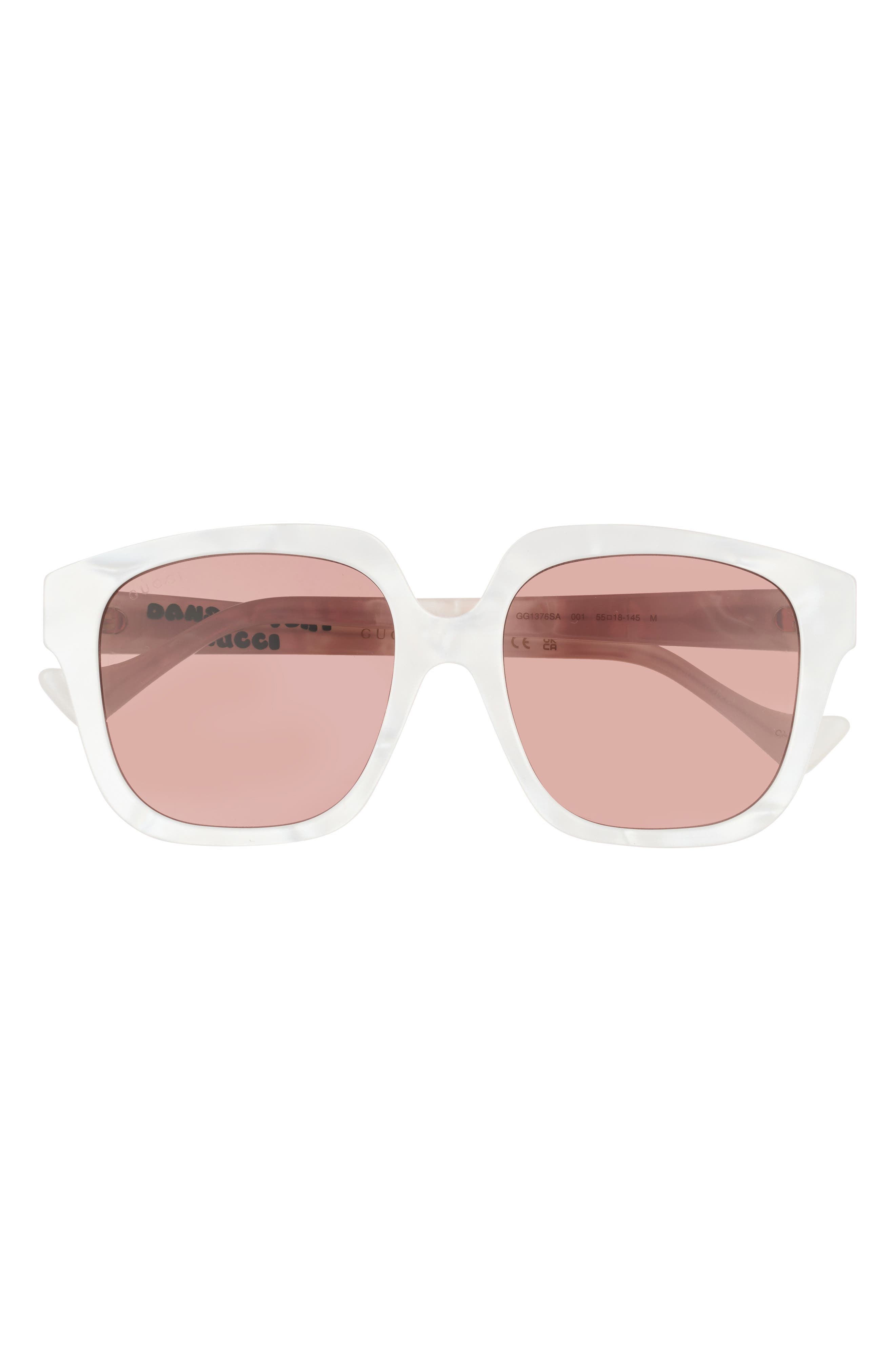 Gucci 55mm Square Sunglasses In White