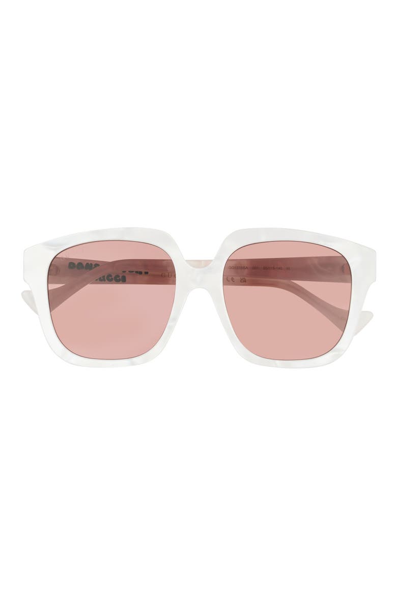 55mm Square Sunglasses, Main, color, WHITE WHITE BROWN