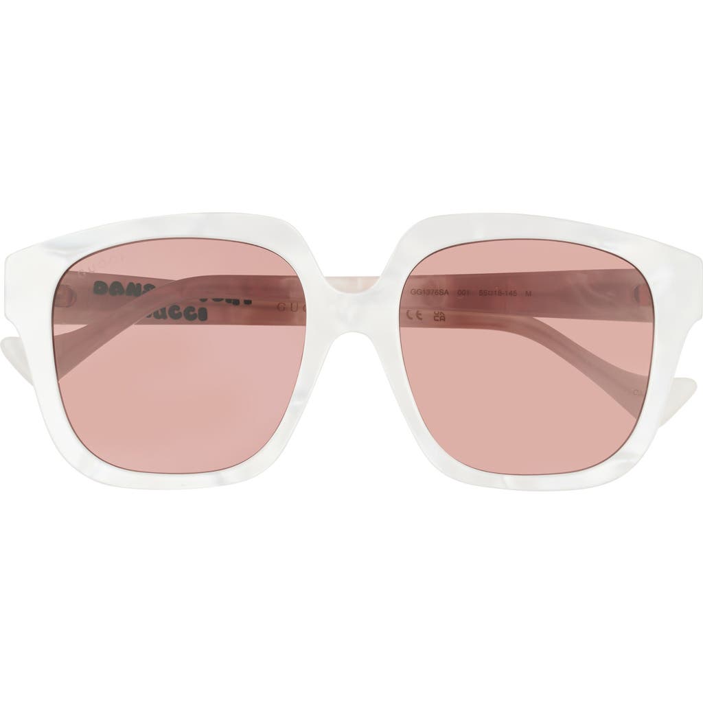 Gucci 55mm Square Sunglasses In White