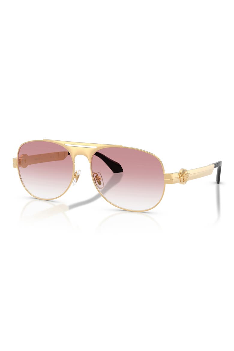 60mm Pilot Sunglasses, Alternate, color, GOLD VERSACE / CLEAR PINK