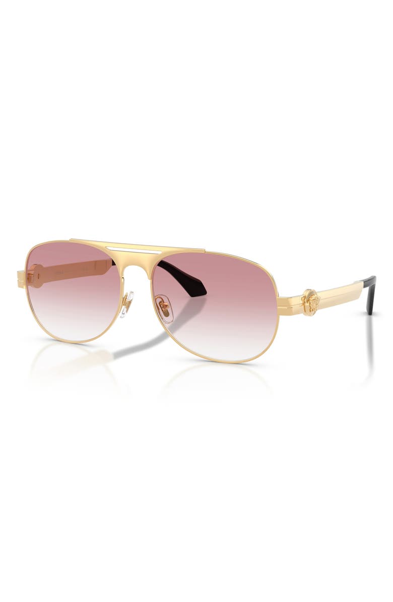 Versace 60mm Pilot Sunglasses, Alternate, color, Gold Versace / Clear Pink
