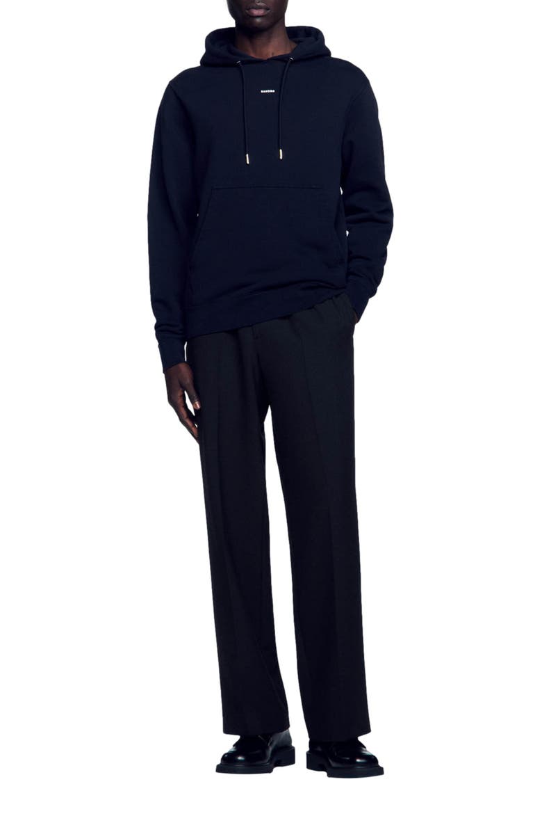 SANDRO Men's Organic Cotton Embroidered Hoodie, Alternate, color, Black