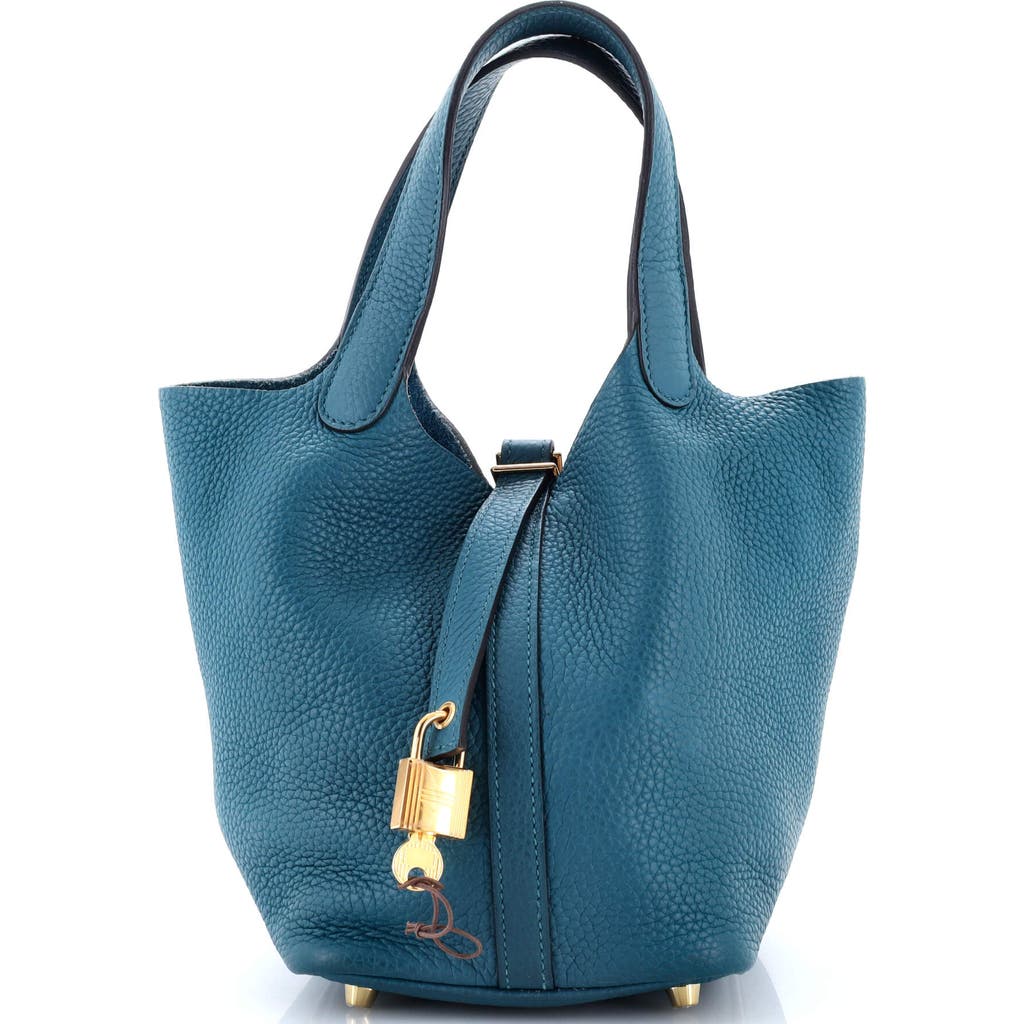 Pre-owned Hermes Hermes Picotin Lock Bag Clemence Pm In Blue