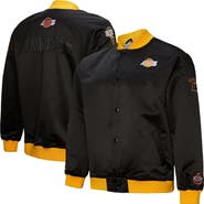 Mitchell & Ness Men's Mitchell & Ness Black Los Angeles Lakers Hardwood Classics Team OG 3.0 Lightweight Satin Full-Snap Jacket