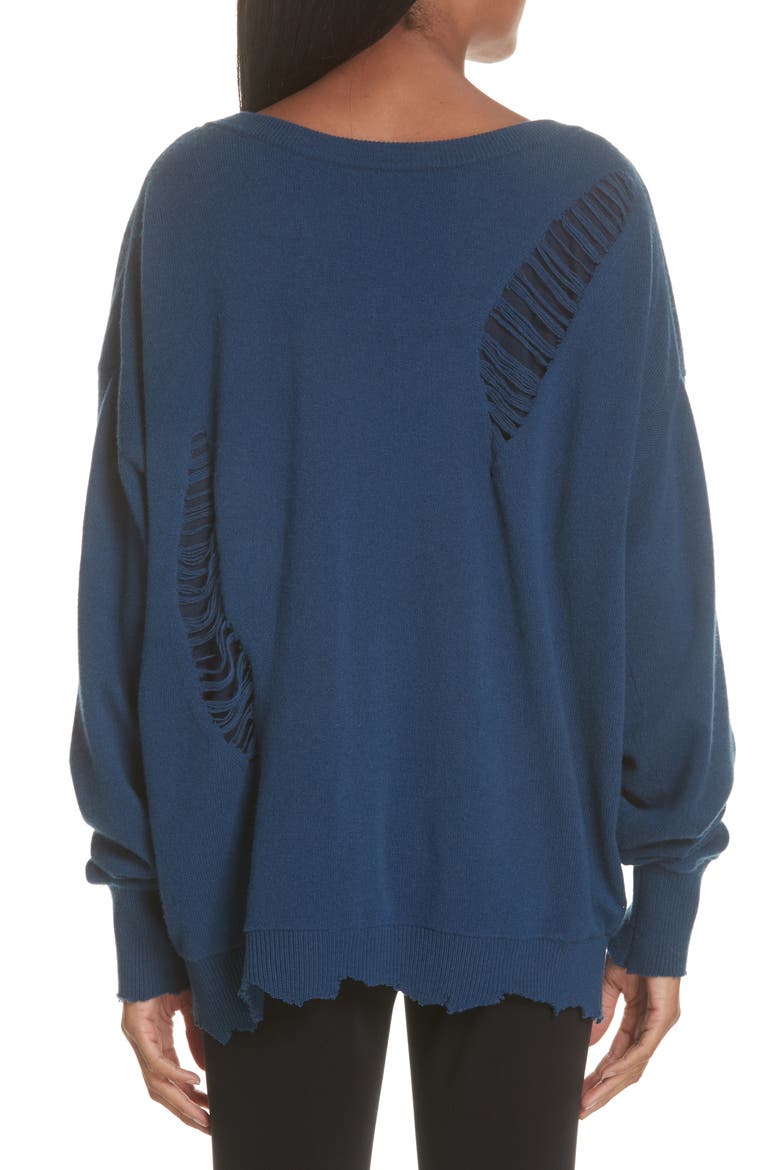 Distressed Wool Sweater, Alternate, color, WAVE