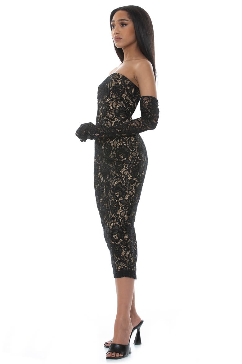 Alexia Admor Zelle Strapless Lace Midi Sheath Dress (Women)
