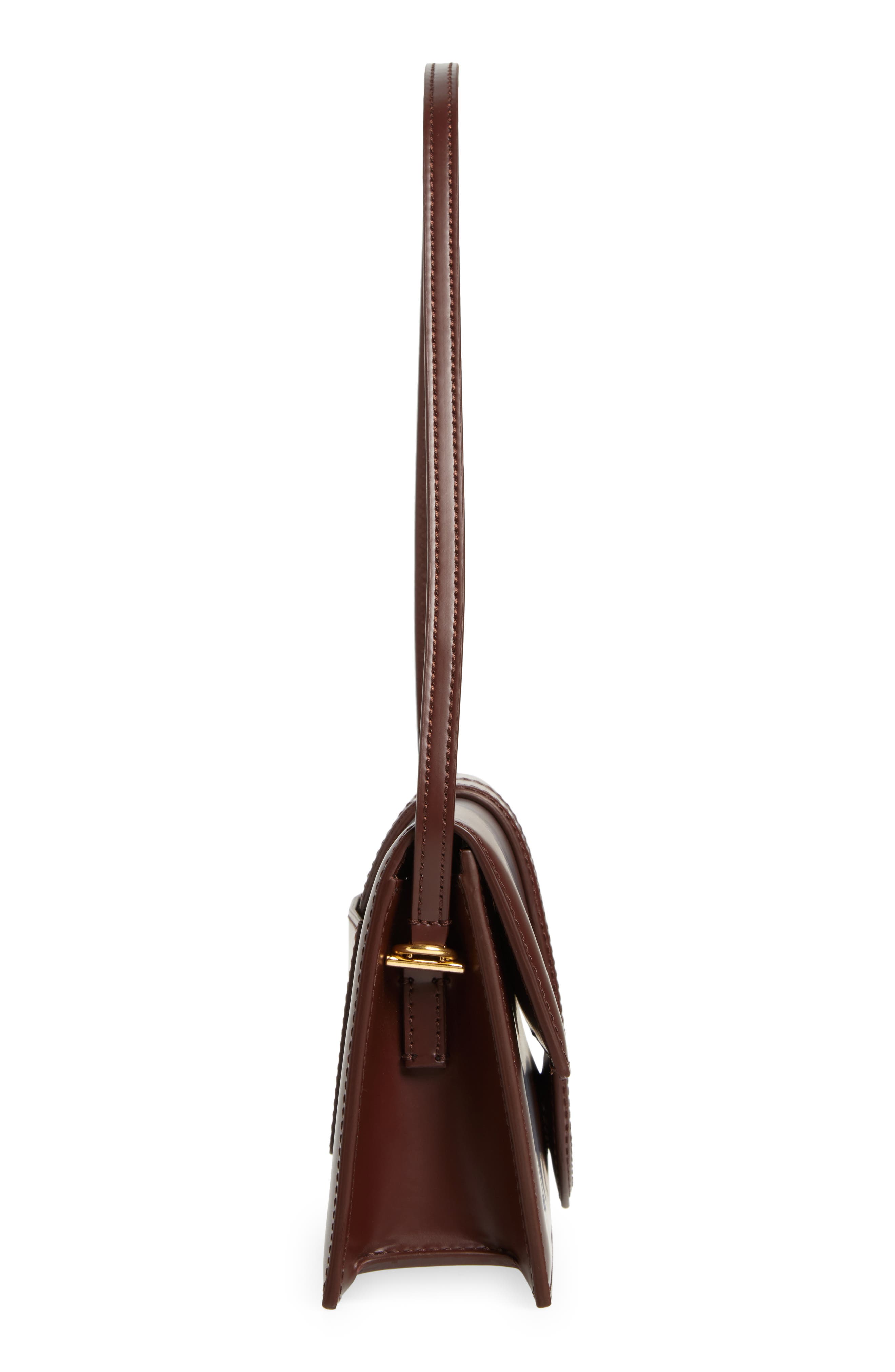 Jacquemus Long Le Bambino Leather Shoulder Bag, Alternate, color, Brown
