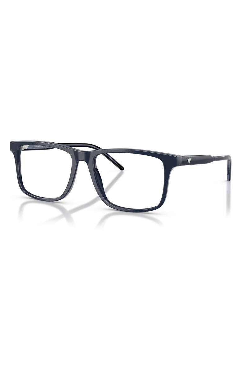 Emporio Armani 55mm Square Optical Glasses, Alternate, color, Shiny Blue / Demo Lens