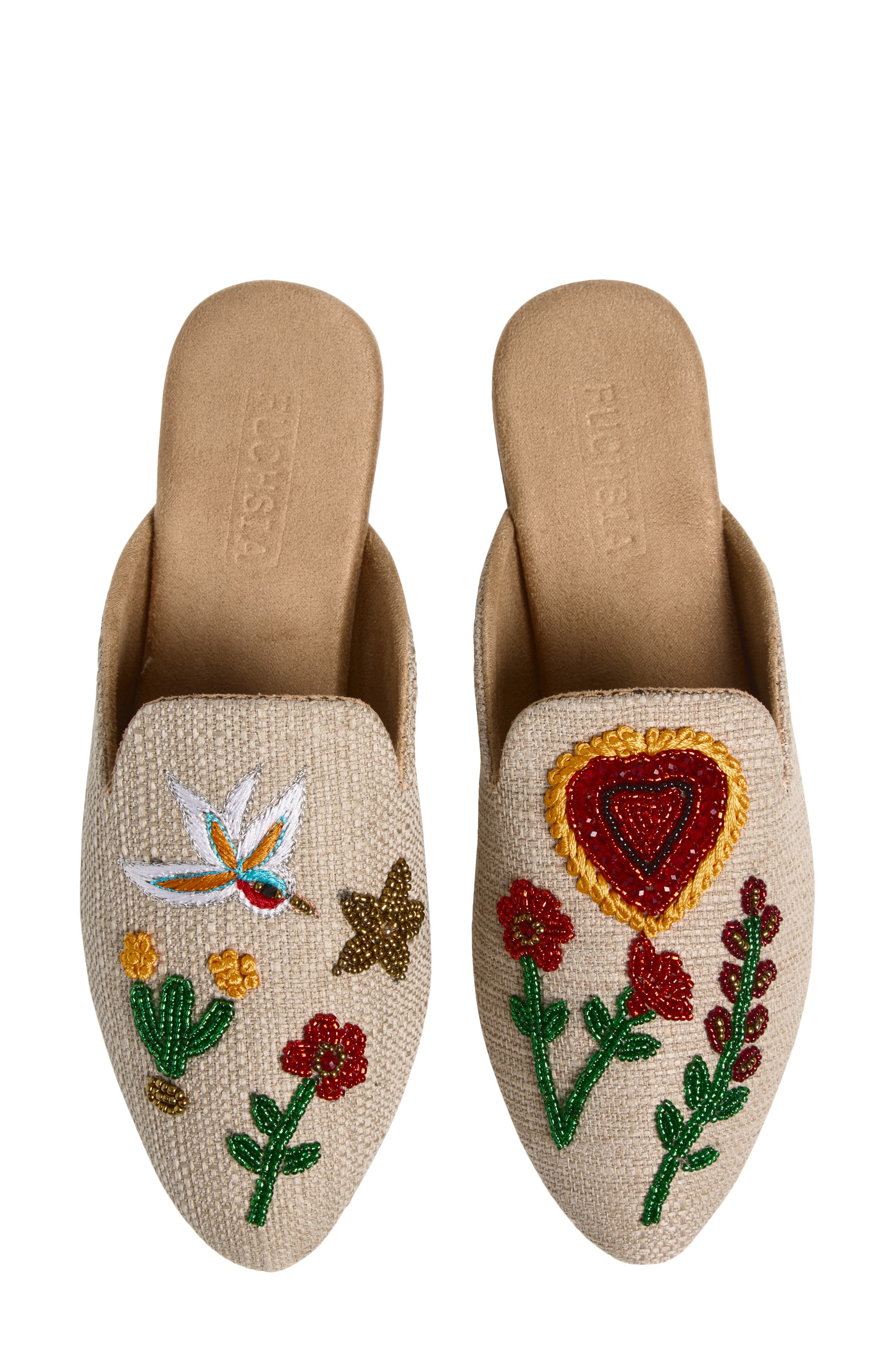 FUCHSIA Jardin Jute Embellished Mule, Alternate, color, Beige