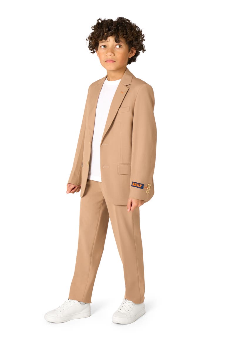 Kids' Daily Dark Sand Stretch Suit, Main, color, BEIGE