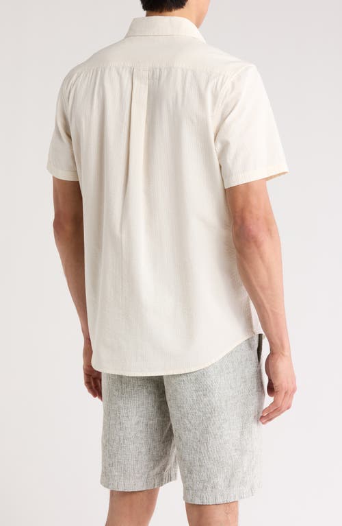 14th & Union Seersucker Short Sleeve Cotton Button-up Shirt In Ivory Eggnog