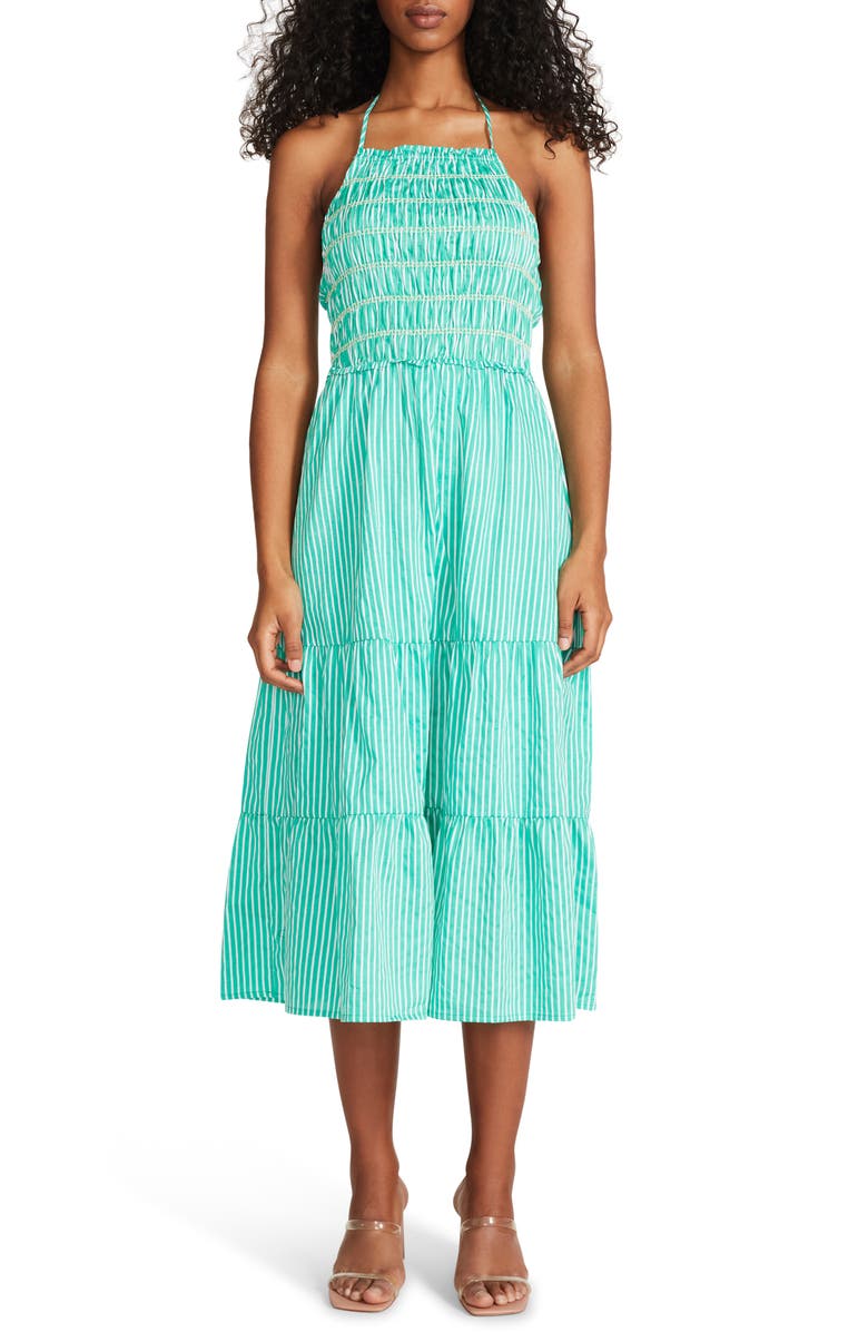 BB Dakota by Steve Madden Tropical Splash Stripe Cotton Midi Sundress, Alternate, color, 