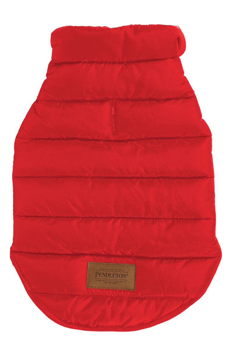 Pendleton Puffer Dog Coat, Main, color, Red