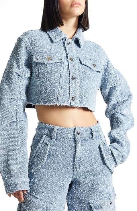 Catherine Cropped Boucle Denim Jacket