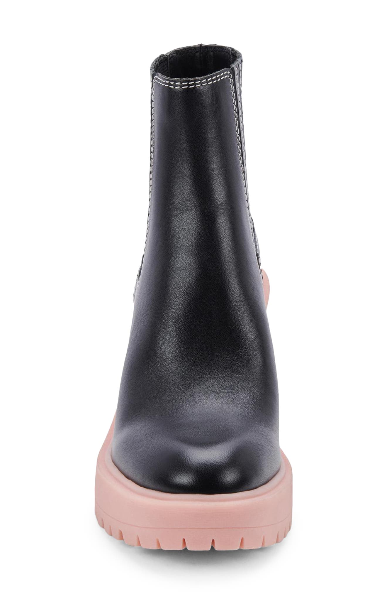 Caster H2O Waterproof Lug Sole Platform Bootie - Wide Width Available, Alternate, color, BLACK/ PINK LEATHER H2O