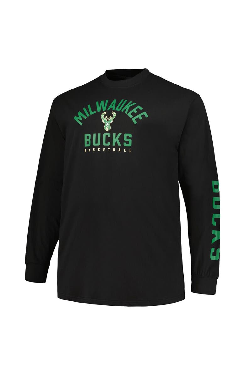 FANATICS Men's Fanatics Branded Hunter Green/Black Milwaukee Bucks Big & Tall Short Sleeve & Long Sleeve T-Shirt Set, Alternate, color, 
